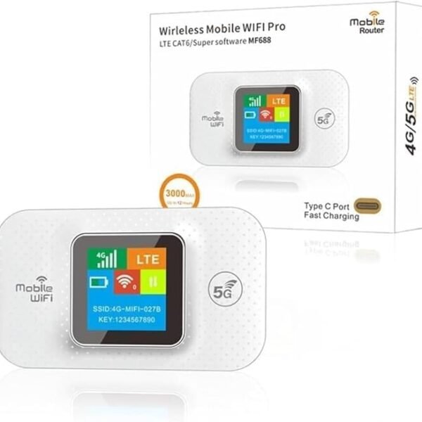 SQUADO Mobile WiFi Pro Router 4G/5G, universelles tragbares Modem 150 Mbps, LED-Display, Typ-C-Anschluss