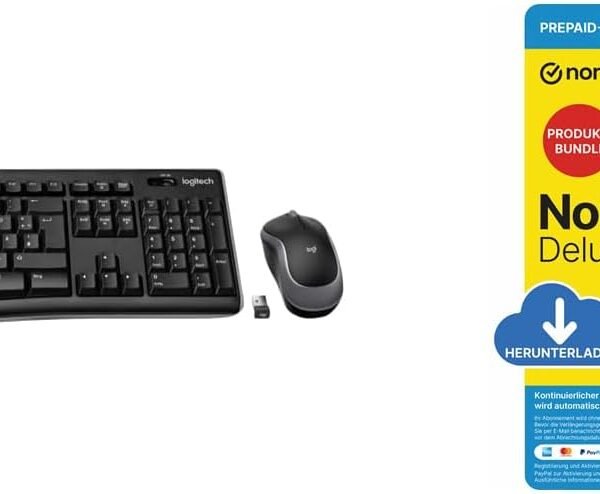 Logitech MK270 Wireless Keyboard and Mouse Set – Black + Norton 360 Deluxe 2024, antivirový software pro 3 zařízení