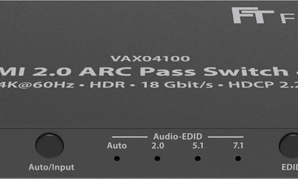 FeinTech VAX04100 HDMI 2.0 ARC Pass Switch 4×1, pro 3 HDMI zdroje, soundbar a TV Beamer 4K@60Hz| HDR | 18Gbit/s | HDCP 2.2 Dolby Atmos