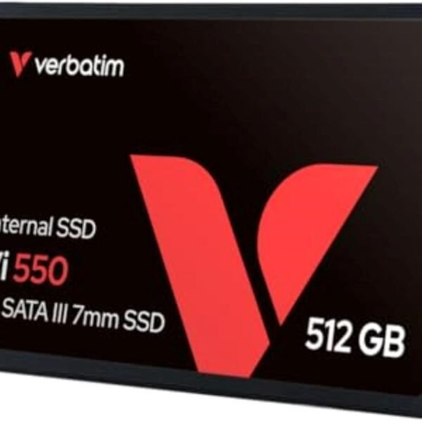 Verbatim Vi550 S3 SSD 512 GB, interní 2,5″ SATA III SSD disk s technologií 3D-NAND, rychlost čtení až 550 MB/s, ideální pro PC a notebook, černá