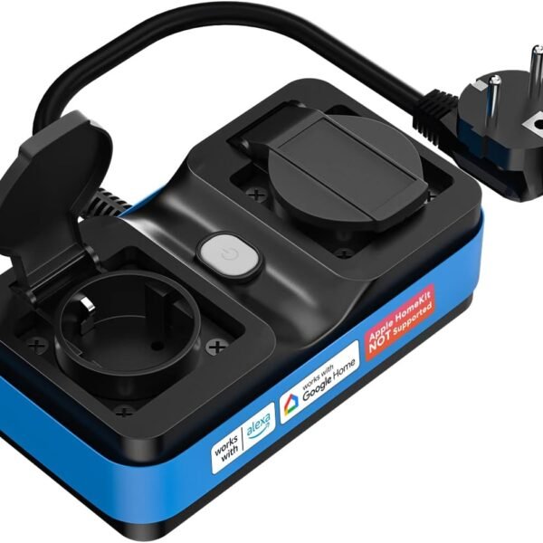 Meross Venkovní Wi-Fi zásuvka, chytrá zásuvka se 2 výstupy, kompatibilní s Alexa, Google Home a SmartThings, 16A IP44