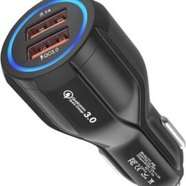 Hoppac 2-Ports USB-Auto-Ladegerät, Quick Charge 3.0, Kompatibel mit iPad, Samsung Galaxy S10/S9/S8, Huawei, Xiaomi