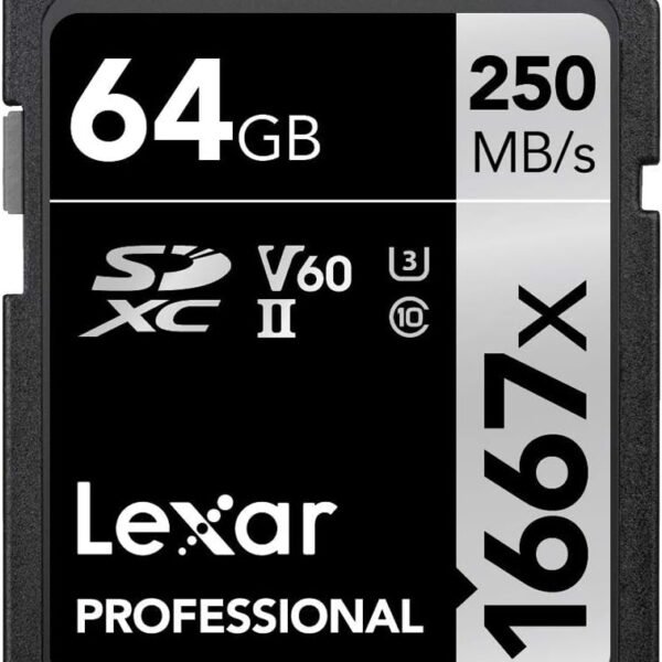 Lexar Profesionální 1667x SD karta 64GB, paměťová karta SDXC UHS-II, čtení až 250 MB/s, třída 10, U3, V60, SD pro profesionální fotografy, videofilmy, nadšence (LSD64GCB1667)