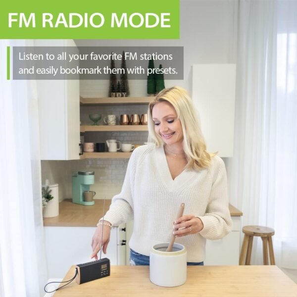 Avantree Soundbyte T – přenosné FM rádio s Bluetooth reproduktorem, Bluetooth audio pro bezdrátová sluchátka SD čtečka karet, dobíjecí a vyměnitelná baterie 8 hodin, FM paměť kanálů