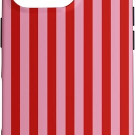 Pouzdro pro iPhone 16 Pro roztomilé červené a růžové pruhy, červené, fialové, fialové, růžový vzor