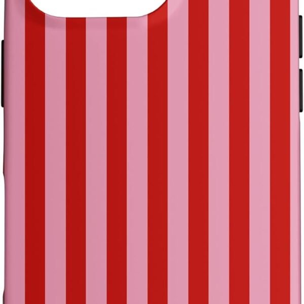 Pouzdro pro iPhone 16 Pro roztomilé červené a růžové pruhy, červené, fialové, fialové, růžový vzor