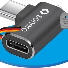 Sonero USB-C konektor do úhlu 90° USB-C zdířka (1er), adaptér, USB-C adaptér, 40 Gbps, 240 W, 8K60 Hz, hliníkový kryt, černý, X-UA133