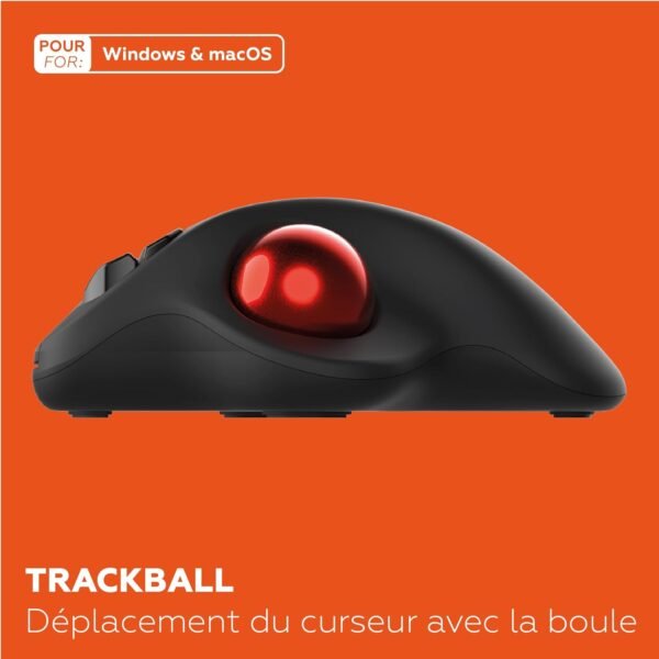 Mobility Lab Kabellose Trackball-Maus – kabellose Maus mit Daumenrad, einstellbare Genauigkeit, USB- und USB-C-Anschluss, macOS und Windows kompatibel – Schwarz