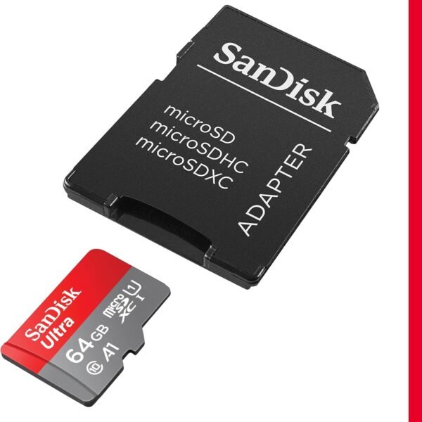 SanDisk Paměťová karta Ultra Android microSDXC UHS-I se 64 GB + adaptér (pro chytré telefony a tablety, A1, třída 10, U1, videa ve Full HD, rychlost čtení až 140 MB/s)