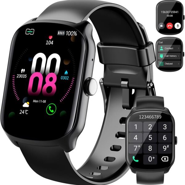 Chytré hodinky, pánské, dámské, 1,95″ HD zakřivená obrazovka Smart Watch, s Bluetooth hovory, měřičem tepu/monitorem spánku, 112+ sportovních režimů, fitness hodinky, vodotěsnost IP68, krokoměr,