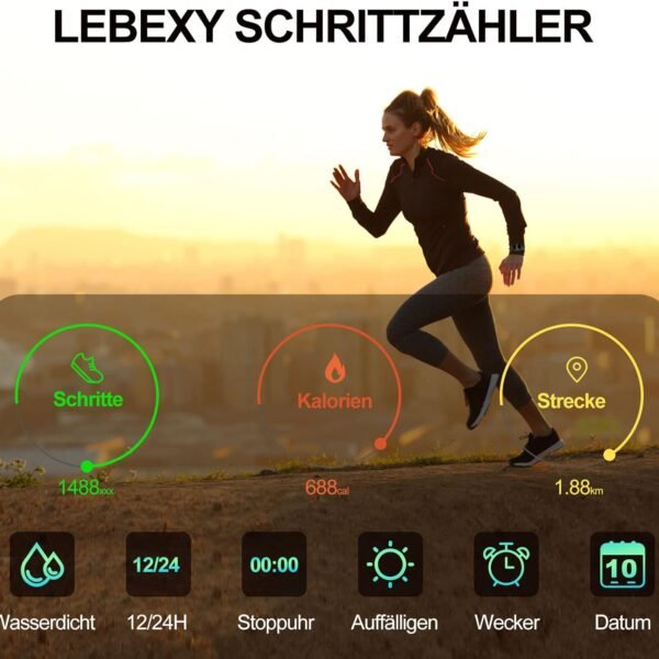 Krokoměr hodinky, jednoduché krokoměr bez bluetooth/bez aplikace / bez mobilního telefonu | fitness náramek pro snadné běhání, pro ženy i muže | fitness hodinky pro plavání sauny