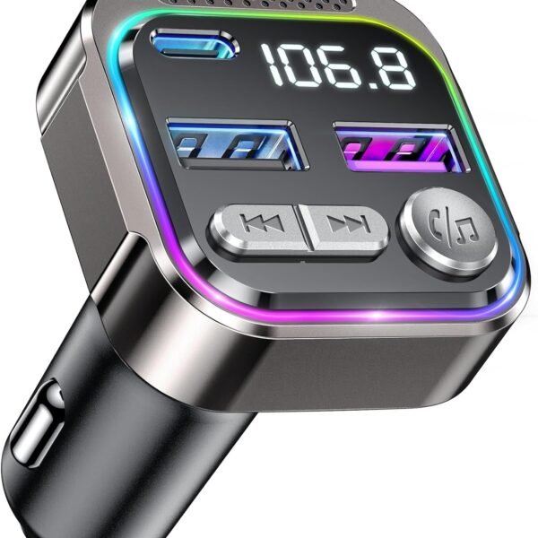 GizmoVine Bluetooth adaptér do auta, FM vysílač, auto rádio zapalovač, USB C QC PD 36 W, handsfree zařízení do auta, 12 V 24 V Bloototh konektor do auta adaptér mobilní telefon, autorádio, MP3 hudební