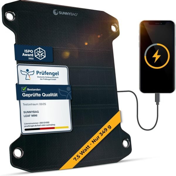 Sunnybag® Solární panel Leaf Pro [ultralehký a přenosný!] – skládací solární panel (vodotěsný a robustní) – solární nabíječka s USB konektorem pro smartphone a powerbanku – solární kempování (výkon