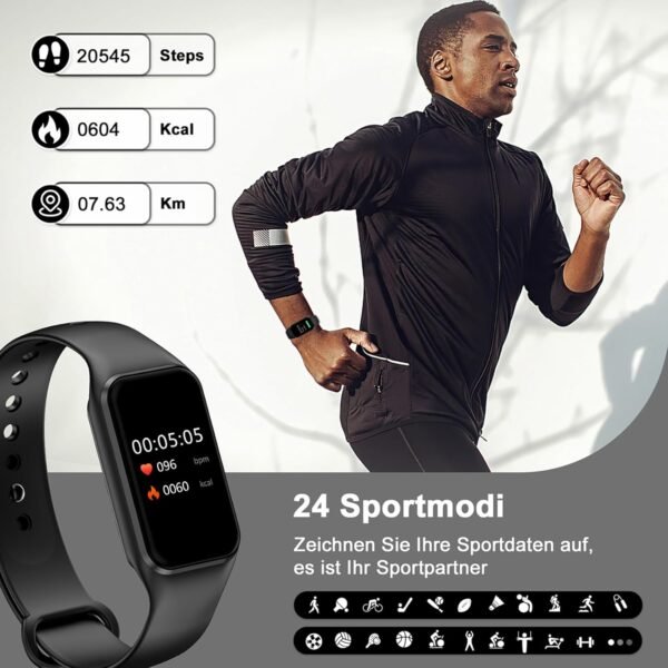 Blackview Chytré hodinky, pánské, dámské, fitness hodinky 1,47″, barevný displej, fitness tracker s krokoměrem, monitorem spánku, srdeční frekvence, sportovní hodinky s 24 sportovními režimy, chytré
