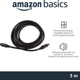 Amazon Basics Optický digitální audio kabel Toslink, 3 m, kompatibilní s televizorem, černý