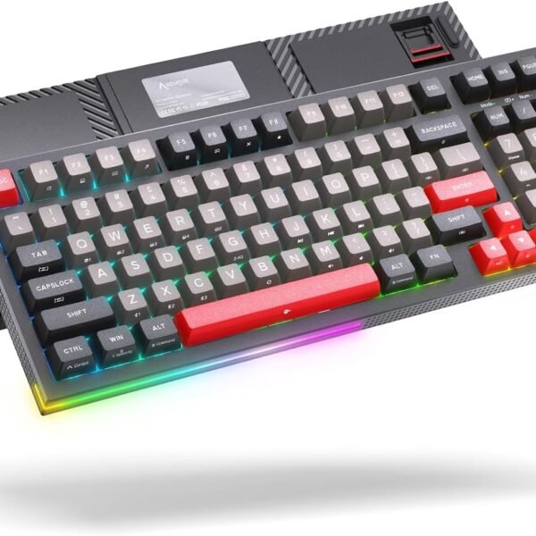 KEMOVE K68 60% Gaming Tastatur Kabellos,2.4G /Bluetooth Wireless/USB Con filo Gaming Tastatur Mechanisch mit Hotswap Gateron Red Switch,QWERTY Layout PC RGB Keyboard -Schwarz