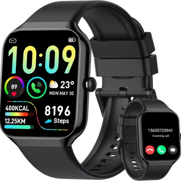 Chytré hodinky, dámské, pánské s funkcí telefonu, 1,96″ HD Touch fitness hodinky s pulsmetrem a analýzou spánku, fitness tracker, chytré hodinky s 113 + sportovními režimy, vodotěsnost IP68,