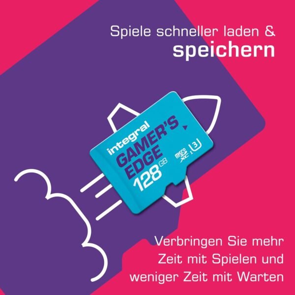 Integral 128GB Gamer’s Edge Micro SD karta pro Nintendo Switch – rychlé nabíjení a ukládání her, ukládání her DLC a data, vyvinuto pro Nintendo Switch, Switch Lite & Switch OLED