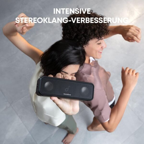 soundcore 3 Bluetooth reproduktory, stereo zvuk, audio ovladače s titanovou membránou, PartyCast, BassUp, baterie na 24 hodin, ochrana proti vodě IPX7, individuální ekvalizér, pro domácnost, venkovní