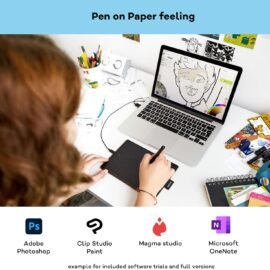 One by Wacom podnos s perem citlivým na tlak, vhodný pro Windows, Mac & Chromebook, small, černý / červený