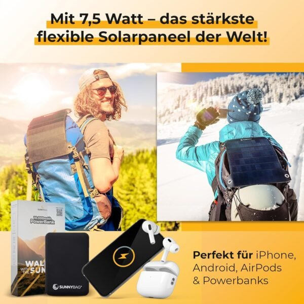 Sunnybag® Solární panel Leaf Pro [ultralehký a přenosný!] – skládací solární panel (vodotěsný a robustní) – solární nabíječka s USB konektorem pro smartphone a powerbanku – solární kempování (výkon