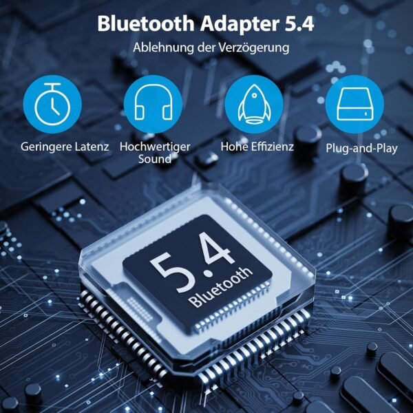 Bluetooth adaptér PC – USB Bluetooth 5.4 dongle – Bluetooth Stick, Low Latency, Plug & Play, kompatibilní s Windows 11/10/8.1/7 pro stolní počítač, laptop, headset, klávesnice, myš