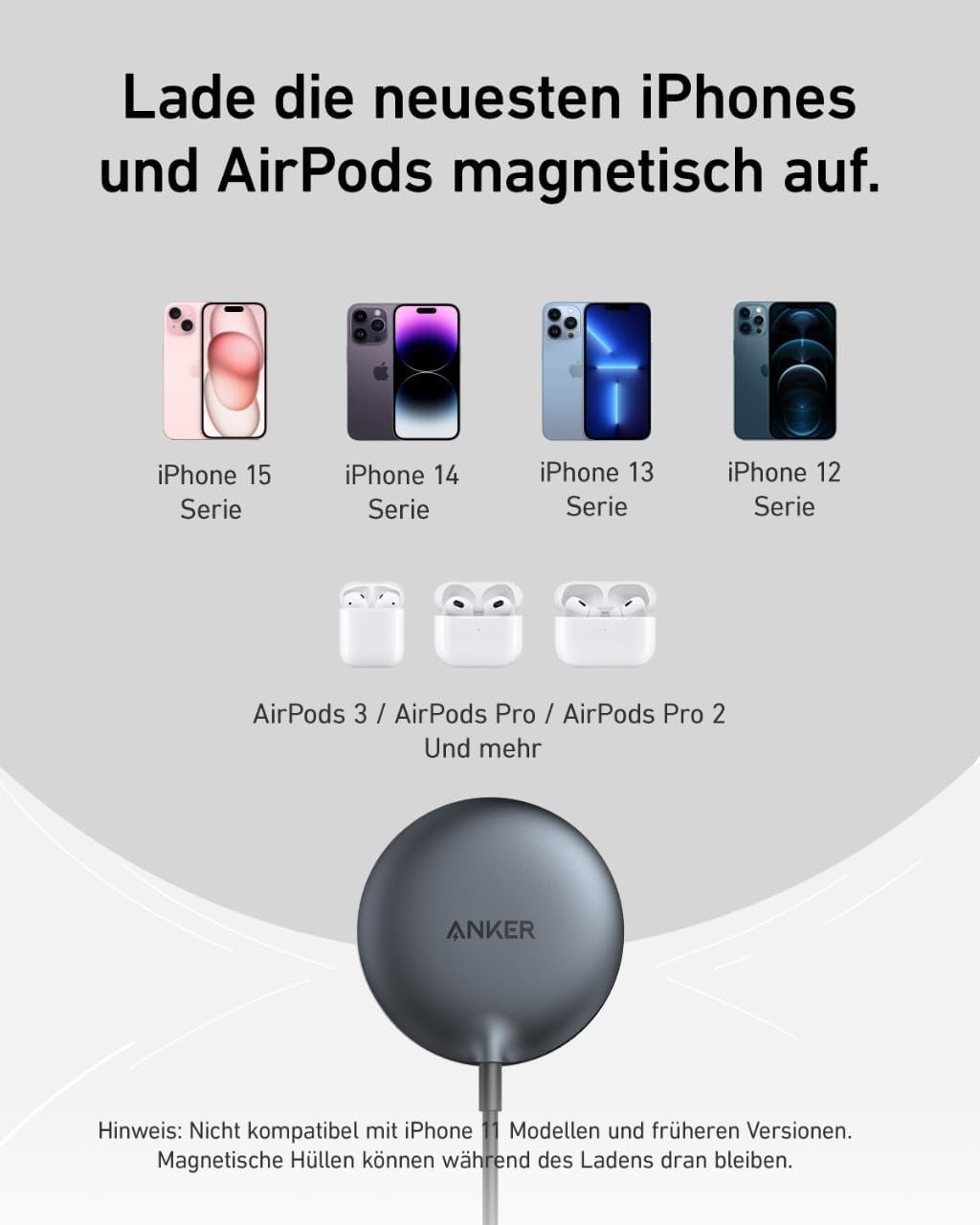 511FN896AKL._AC_SL1280_.jpg Magnetická bezdrôtová nabíjačka Anker MagGo (Pad), kompatibilná s MagSafe 15 W, rýchla nabíjačka 15 W, certifikácia Qi2, pre iPhone 17/16/15/15 Plus/15 Pro/15 Pro Max/14/13/12 (bez sieťového