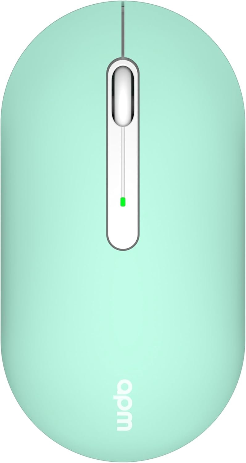 51CEM-O4I9L._AC_SL1500_.jpg Bezdrôtová tichá myš APM, režim Bluetooth alebo prijímač 2,4 GHz, 3 tlačidlá, prenosná, vrátane batérie, kompatibilná s PC, mobilným telefónom, tabletom, Windows, macOS, iPadOS, Android, Chrome, zelená, 571175