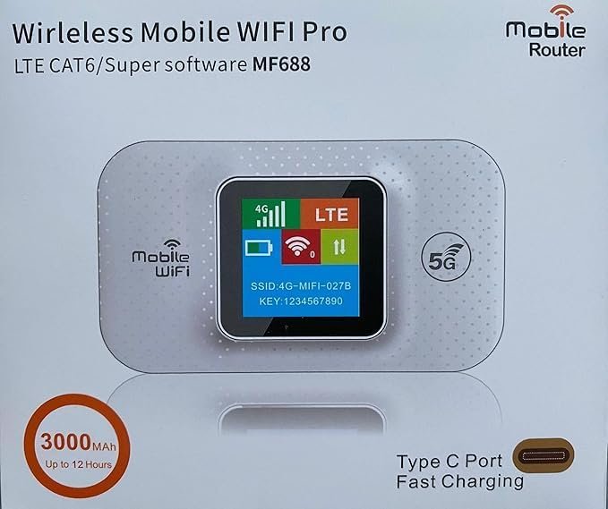 51WxzuKF6tL._AC_.jpg SQUADO Mobile WiFi Pro Router 4G/5G, univerzálny prenosný modem s rýchlosťou 150 Mbps, LED displej, konektor Type-C