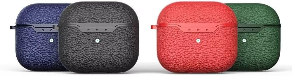 Puzdro kompatibilné s AirPods 4 2024, jednoduché ochranné puzdro proti pádu z TPU s koženou štruktúrou [viditeľné predné LED] kompatibilné s AirPods 4 2024. tmavomodré