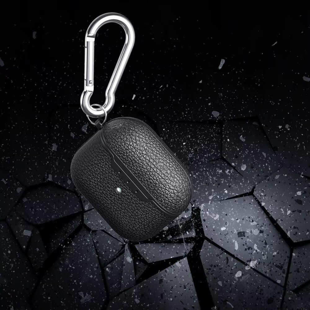 Puzdro kompatibilné s AirPods 4 2024, jednoduché ochranné puzdro proti pádu z TPU s koženou štruktúrou [viditeľné predné LED] kompatibilné s AirPods 4 2024. tmavomodré