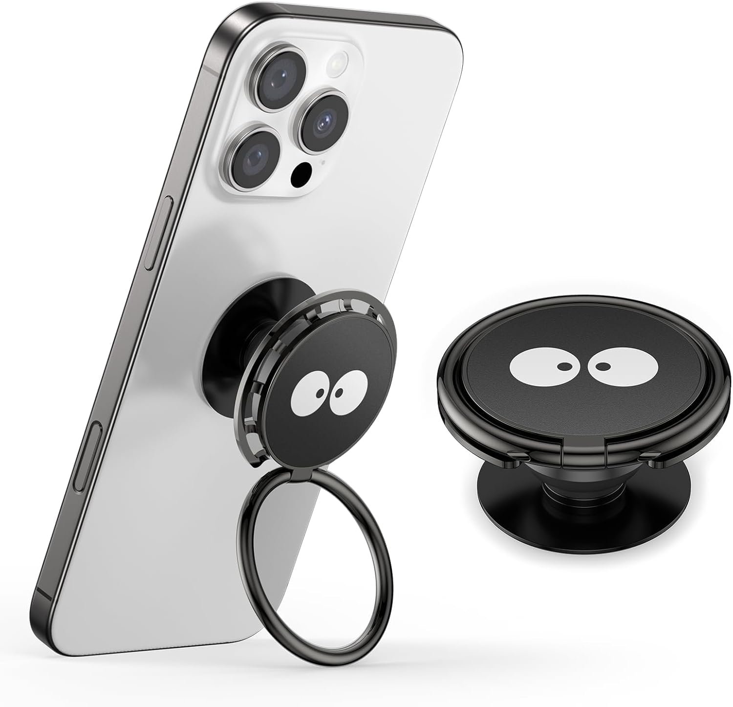 Pop Up Socket – držiak na mobilný telefón s krúžkom, Pop Grip – držiak na mobilný telefón na prsty s vysúvacou rukoväťou, čierny, 255° krúžok na mobilný telefón, 360° tlačidlo na upevnenie mobilného telefónu