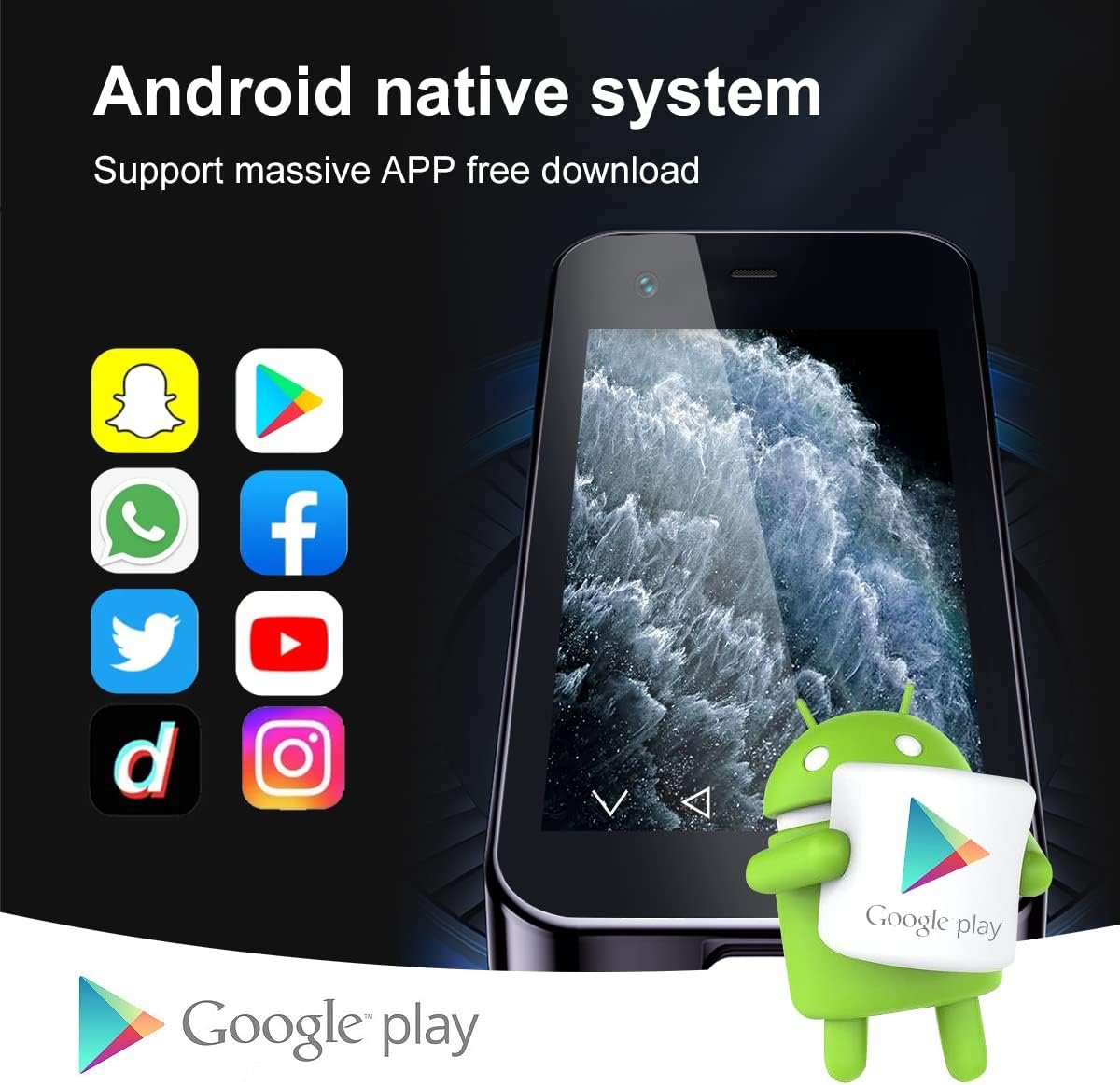 Mini mobilný telefón, detský smartfón, 3G, Android 9.0, Dual SIM, štvorjadrový procesor, 2 GB RAM, 16 GB ROM, 5,0 MP, mobilný telefón bez zmluvy (XS13 – ružová)