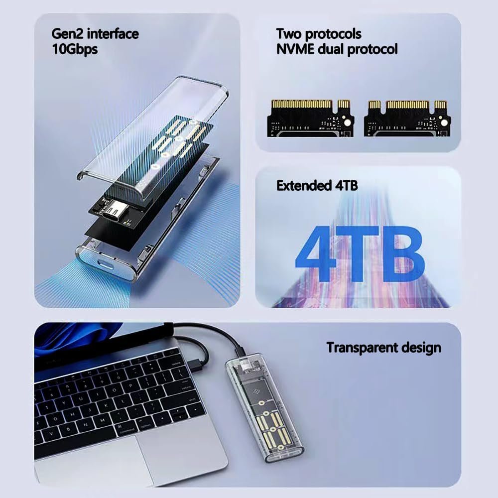 61TT9j2XrNL._AC_SL1000_.jpg NVME kryt M.2 SSD kryt NVMe USB adaptér, SSD adaptér M.2 SSD kryt PCIe M.2 adaptér 10 Gbps USB 3.1 Gen 2 pre SSD M.2 kryt veľkosť 2230/2242/2260/2280 podporuje UASP