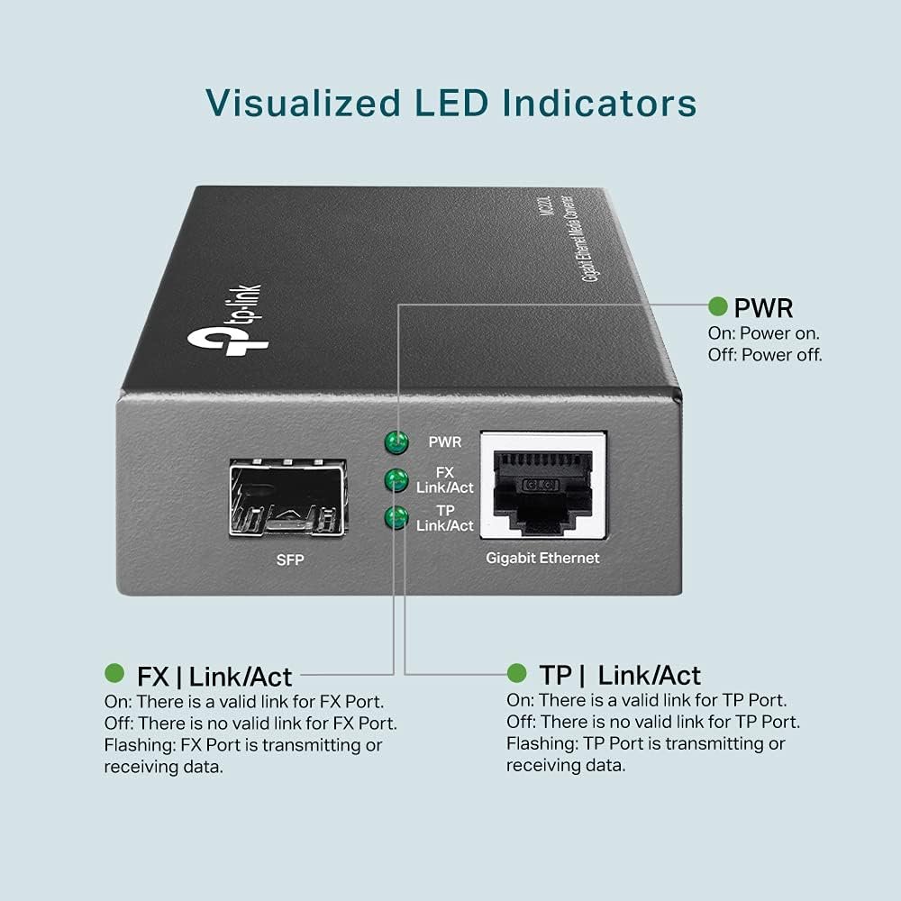 61YXWHMTLNL._AC_SL1000_.jpg TP-Link MC220L Gigabit-Ethernet mediálny konvertor (802.3ab, 802.3z, Hot-Swap, až 0,55 km pre multimódové vlákna a 10 km pre vlákna s jednomódovým režimom), čierna metalíza, 1000 Mbit/s