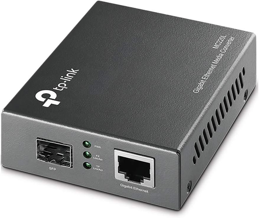 61inucwITuL._AC_SL1000_.jpg TP-Link MC220L Gigabit-Ethernet mediálny konvertor (802.3ab, 802.3z, Hot-Swap, až 0,55 km pre multimódové vlákna a 10 km pre vlákna s jednomódovým režimom), čierna metalíza, 1000 Mbit/s