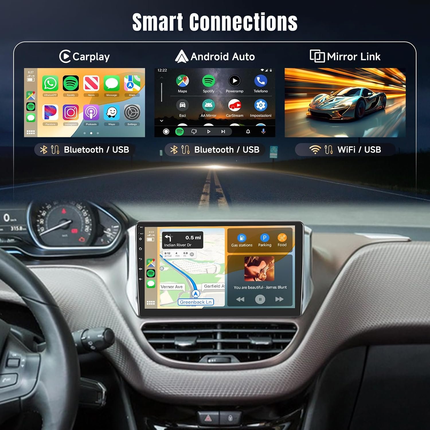 Autorádio [4G+64G] pre Peugeot 208/2008 (2012–2018), 10,1-palcový dotykový displej, autorádio s Androidom 13, CarPlay, Android Auto, BT 5.0, WiFi, GPS, RDS, FM, EQ