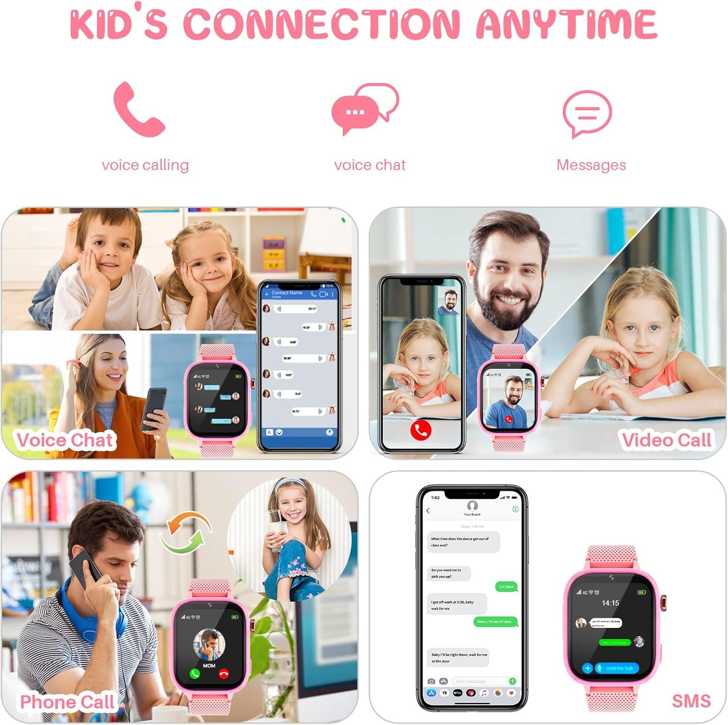 7122upP8n1L._AC_SL1500_.jpg Detské inteligentné hodinky OKYUK 4G, inteligentné hodinky, detské s GPS a telefónom, náramkové hodinky, deti, chlapci, s telefónom na videohovory, správy, školský režim, funkcia SOS, fotoaparát a krokomer (ružová)