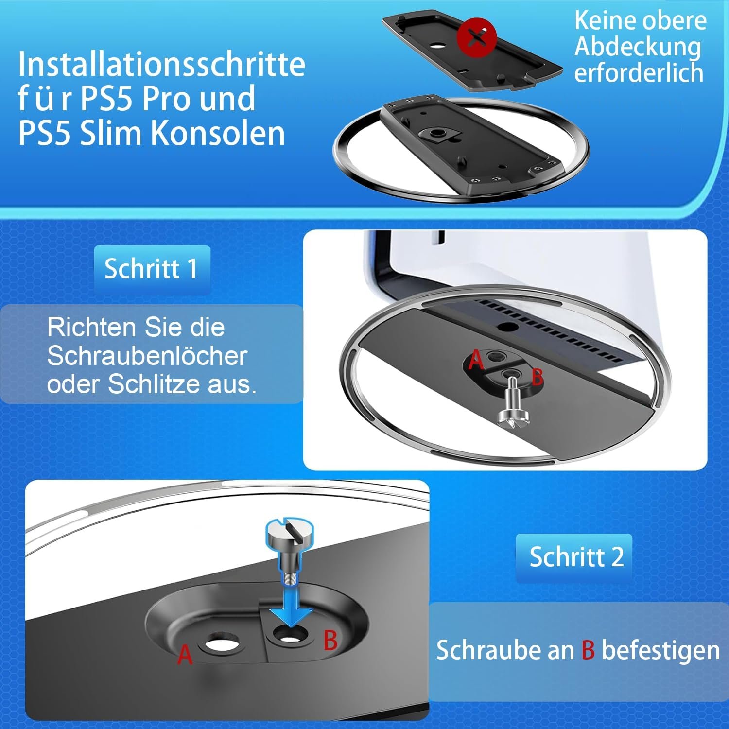 Vertikálny stojan pre PS5/PS5 Pro/PS5 Slim – vertikálny stojan s upevnením na konzolu pomocou skrutiek, stabilný držiak kompatibilný s PlayStation 5, šetrí miesto – jednoduchá montáž