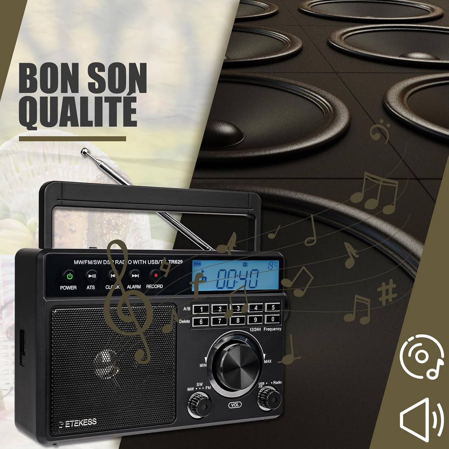 713GpP5wR4L._AC_SL1500_.jpg Prenosné rádio Retekess TR629, rádio s reproduktorom, FM, AM, SW, LW, napájanie zo siete alebo na batérie, USB, SD karta, budík, pre seniorov (čierne)