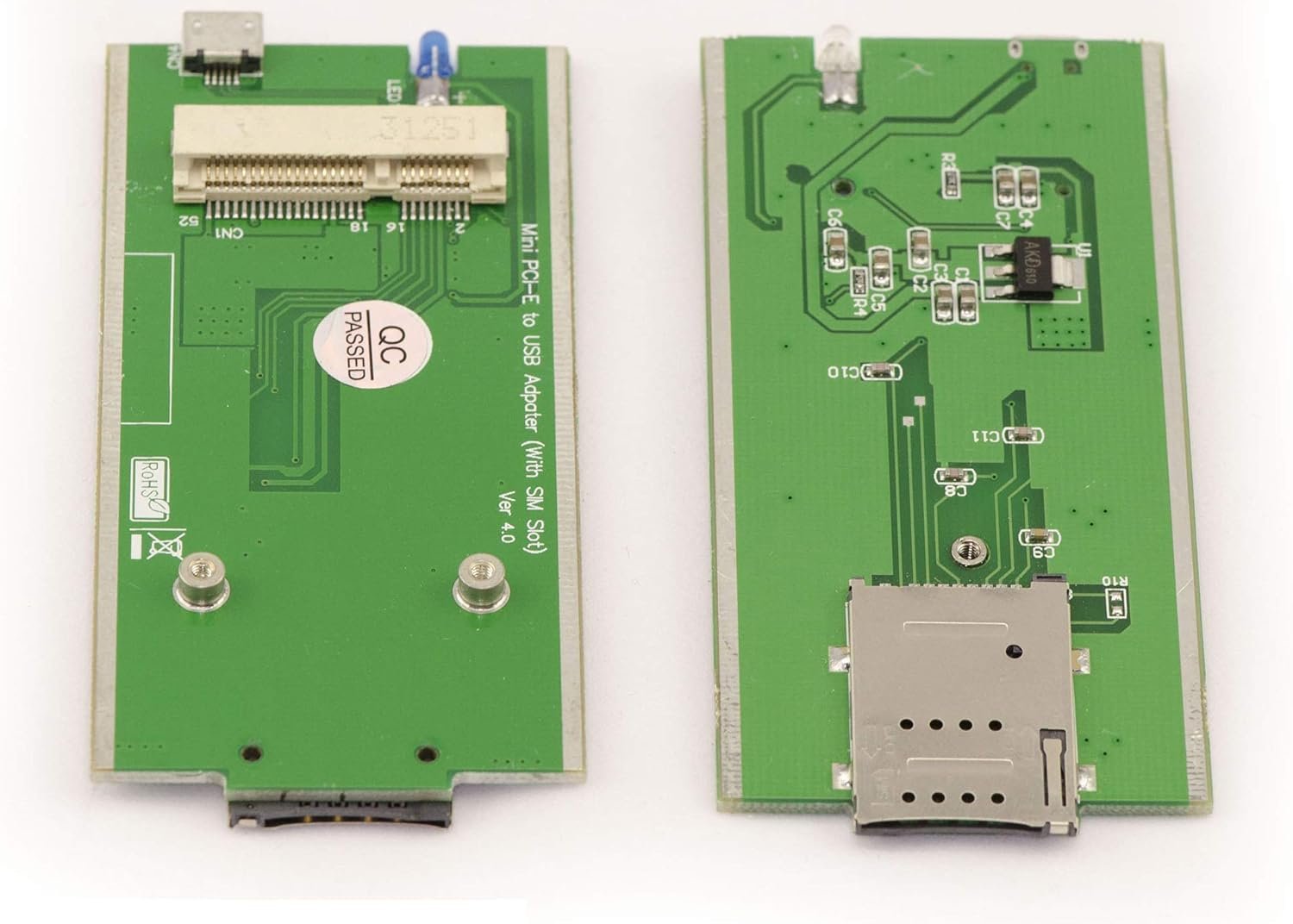 713INg4c0JL._AC_SL1500_.jpg KALEA-INFORMATIQUE Adaptér MiniPCIe na USB pre modul WWAN LTE (mPCIe typu USB) so slotom na SIM kartu, kompatibilný s 3G a 4G.