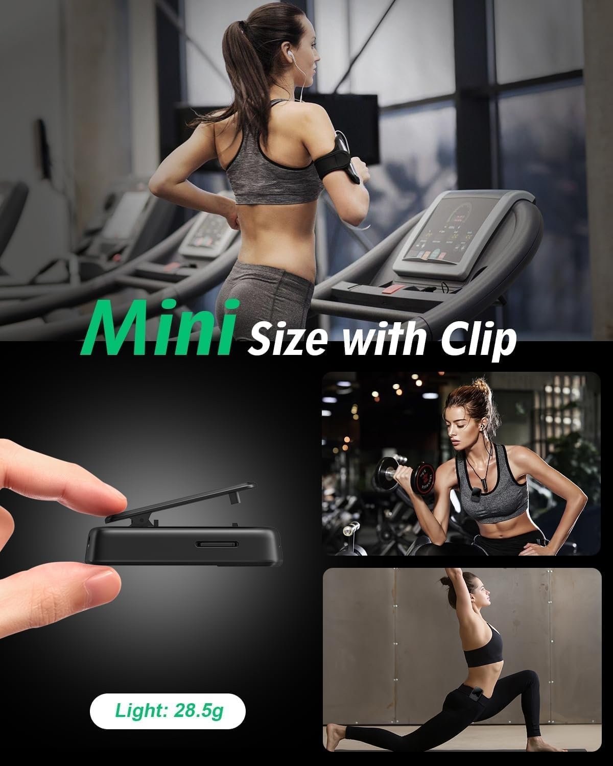 MP3 prehrávač YOTON s Bluetooth 5.2, pamäťou 64 GB, FM rádiom, funkciou nahrávania hlasu, samostatným ovládačom hlasitosti, vrátane slúchadiel, s možnosťou rozšírenia pomocou SD karty až na 128 GB