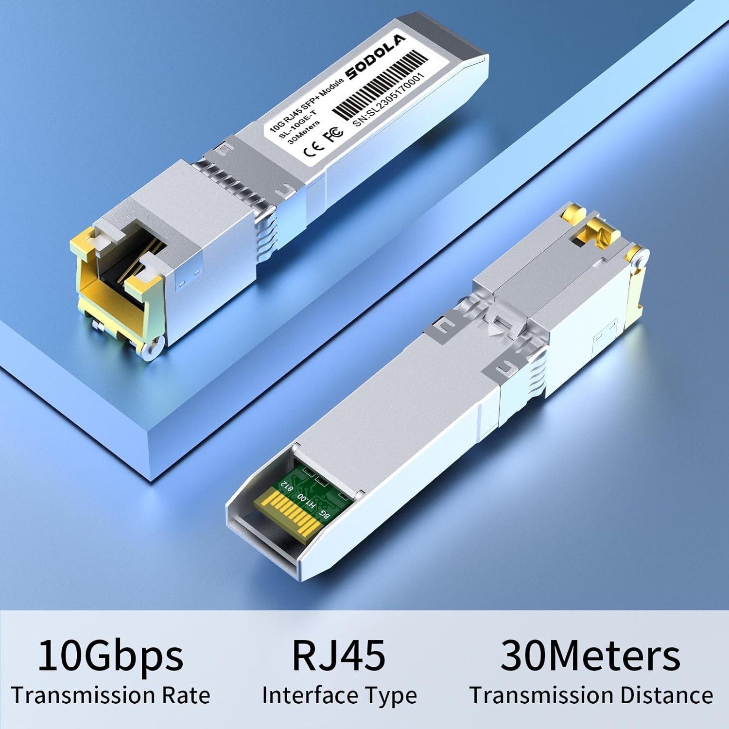 717byXE-7wL._AC_SL1500_.jpg Modul 10GBase-T RJ45 SFP+, medený transceiver 10G SFP+ RJ-45 pre SODOLA, SFP na Ethernet, Plug and Play, Hot Pluggable, vzdialenosť až 30 m, medené moduly SFP (1 balenie)