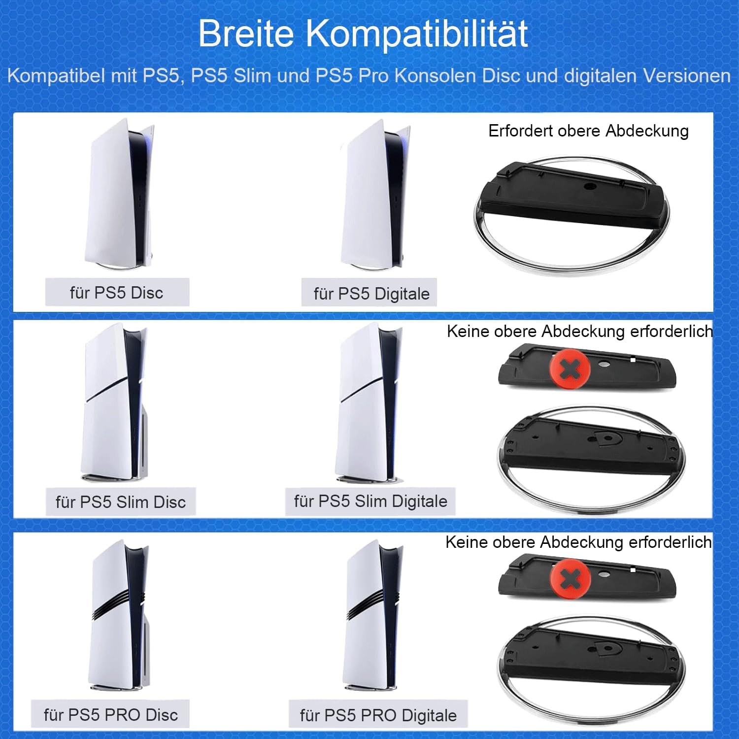 Vertikálny stojan pre PS5/PS5 Pro/PS5 Slim – vertikálny stojan s upevnením na konzolu pomocou skrutiek, stabilný držiak kompatibilný s PlayStation 5, šetrí miesto – jednoduchá montáž