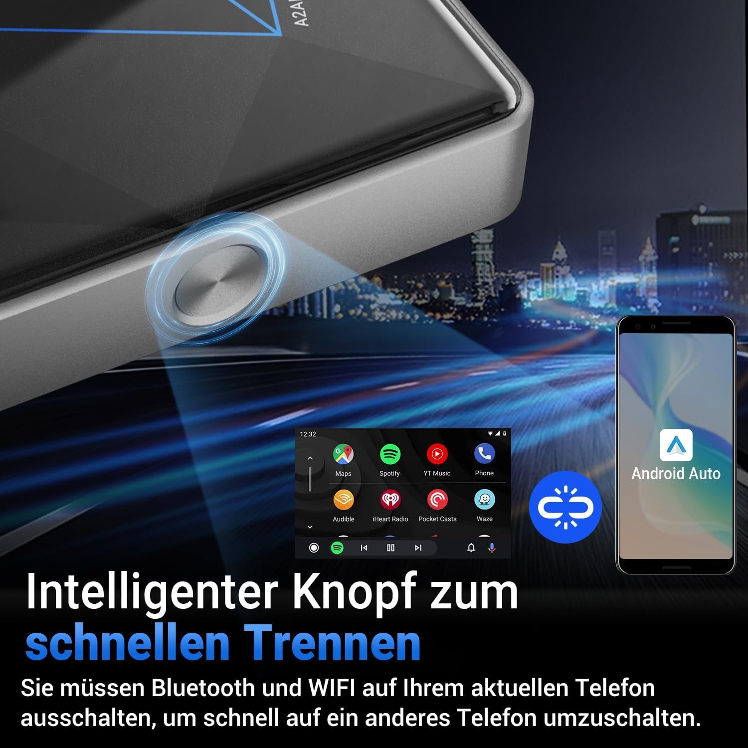 71AtP9RQhL._AC_SL1500_.jpg Ottocast Bezdrôtový adaptér pre Android AA-dongle, bezdrôtový adaptér Android Car Plug & Play, bezdrôtový adaptér AA kompatibilný s káblom pre Android Auto (rok výroby: 2016–2024)