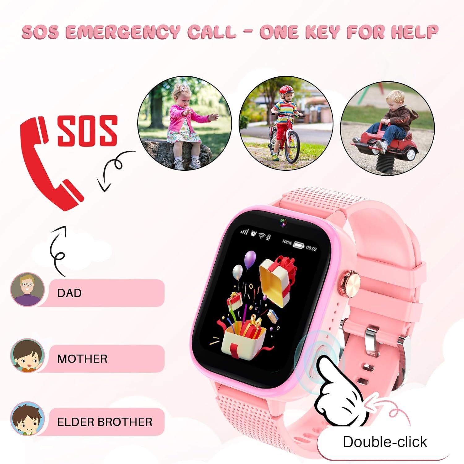 71BU8PjFaFL._AC_SL1500_.jpg Detské inteligentné hodinky OKYUK 4G, inteligentné hodinky, detské s GPS a telefónom, náramkové hodinky, deti, chlapci, s telefónom na videohovory, správy, školský režim, funkcia SOS, fotoaparát a krokomer (ružová)