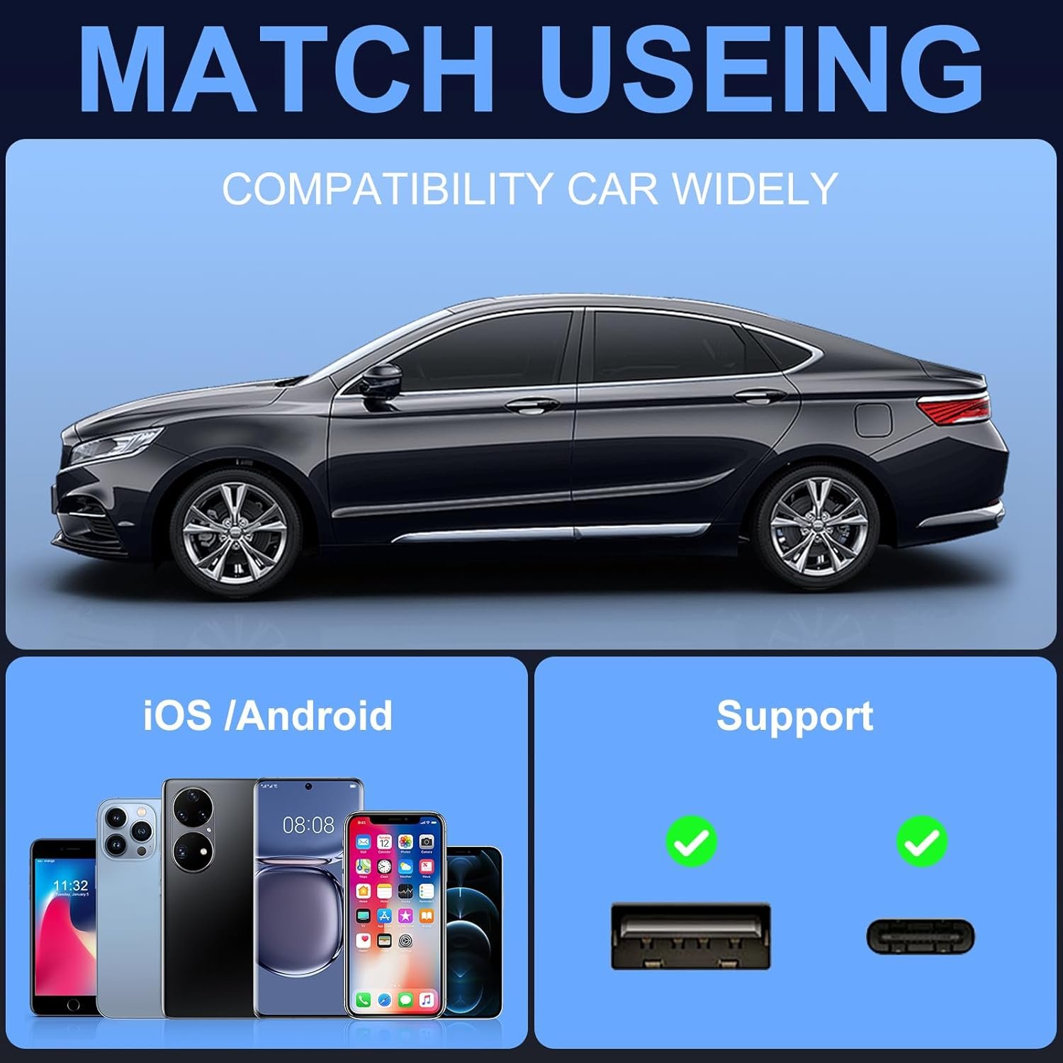 71COciwqiHL._AC_SL1500_.jpg Bezdrôtové Android Auto a CarPlay, bezdrôtový adaptér 2 v 1, ktorý prevádza káblové pripojenie Android Auto/CarPlay na bezdrôtové, vhodný pre vozidlá s Android Auto a CarPlay, kábel USB-C/A