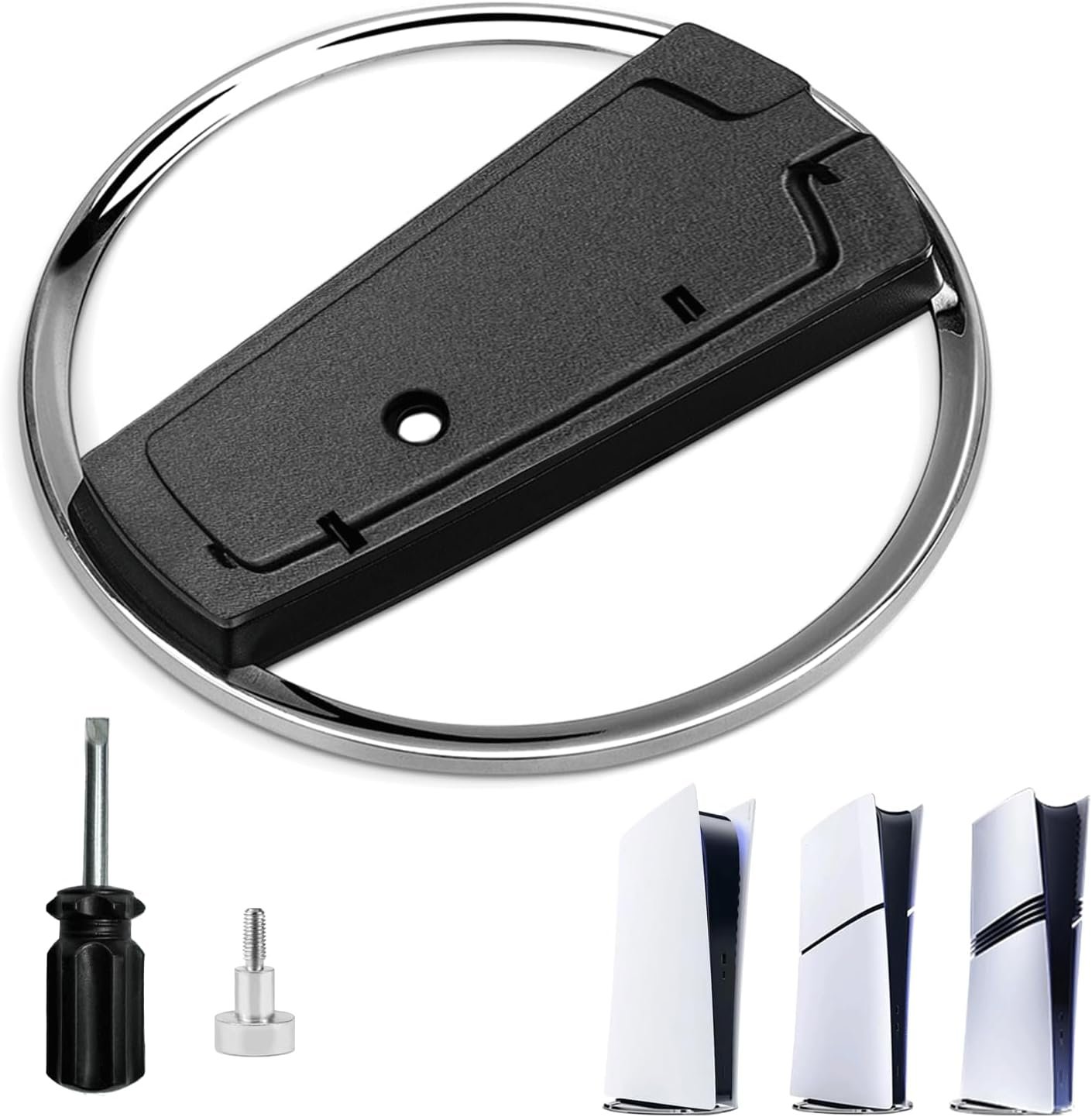 71Gh07YVDJL._AC_SL1500_.jpg Vertikálny stojan pre PS5/PS5 Pro/PS5 Slim – vertikálny stojan s upevnením na konzolu pomocou skrutiek, stabilný držiak kompatibilný s PlayStation 5, šetrí miesto – jednoduchá montáž