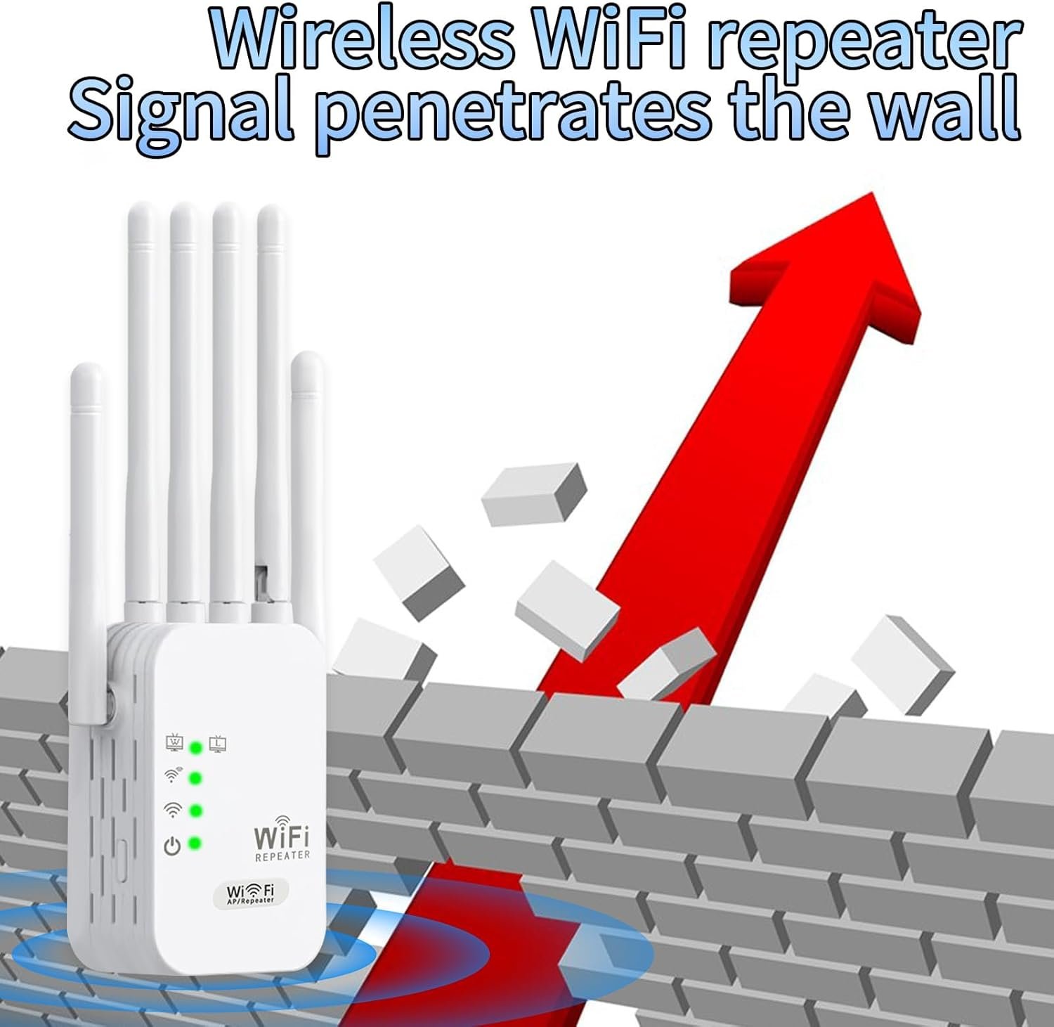 71JfFVxYIVL._AC_SL1500_.jpg Výkonný Wi-Fi opakovač, zosilňovač Wi-Fi signálu, 6 antén, 2 LAN porty, zosilňovač Wi-Fi, pokrytie až 1200 m², Wi-Fi opakovač pre domácnosť a kanceláriu, jednoduchá inštalácia