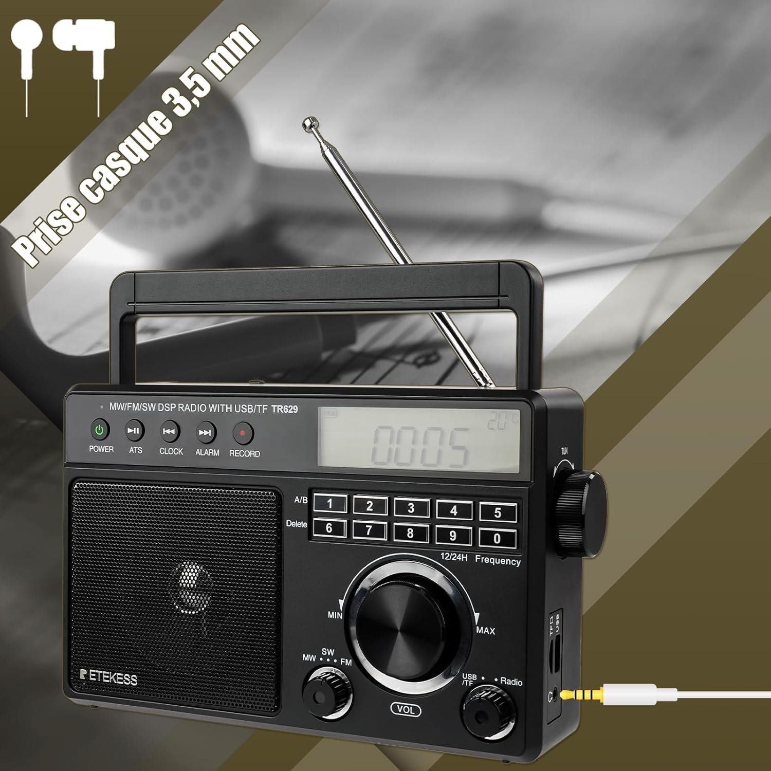 71JvlJZAtTL._AC_SL1500_.jpg Prenosné rádio Retekess TR629, rádio s reproduktorom, FM, AM, SW, LW, napájanie zo siete alebo na batérie, USB, SD karta, budík, pre seniorov (čierne)